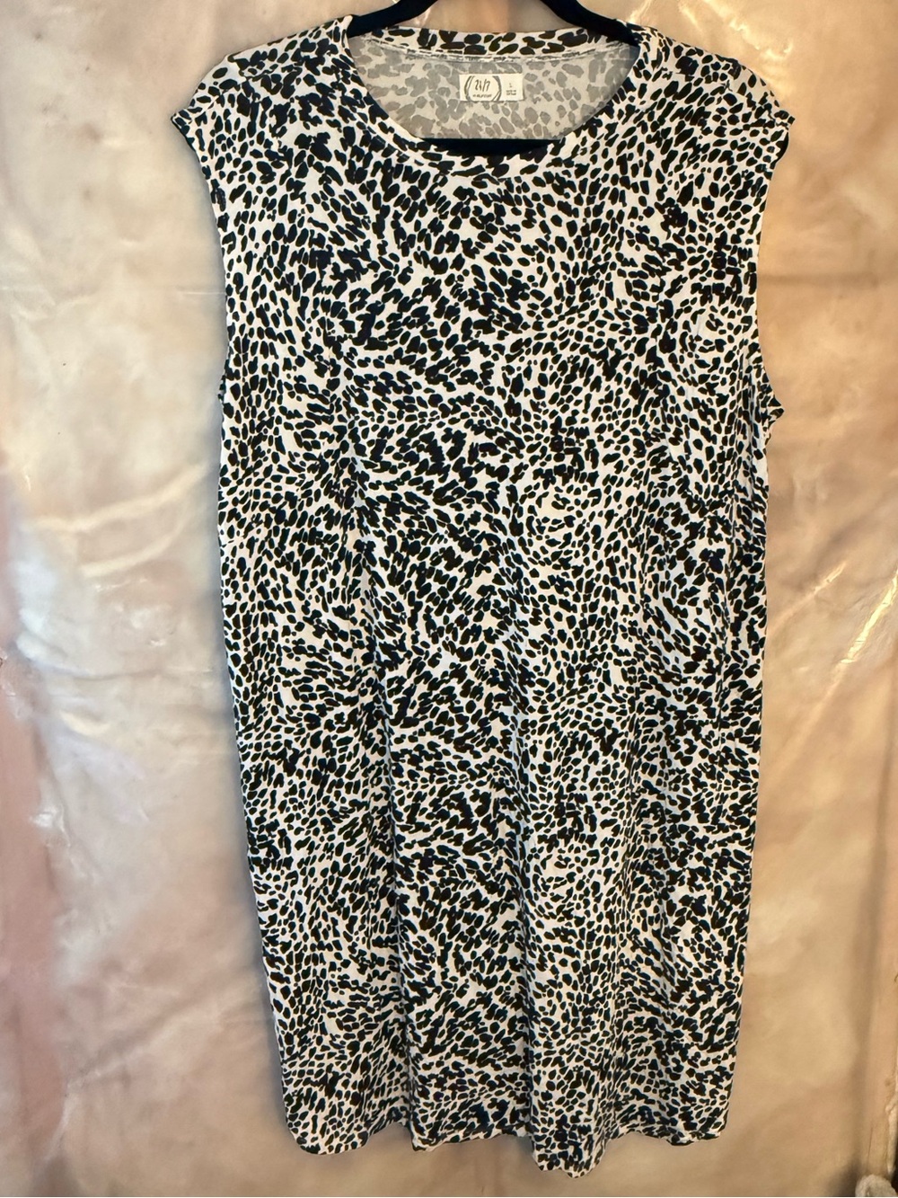 Maurices Black and White Leopard-Print Sleeveless Shift Dress